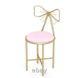 Chaise de maquillage polyvalente, tabouret de coiffeuse rose élégant avec dossier en nœud papillon UK