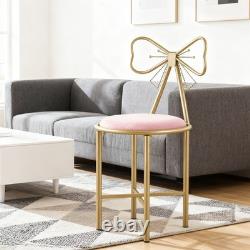 Chaise de maquillage polyvalente, tabouret de coiffeuse rose élégant avec dossier en nœud papillon UK