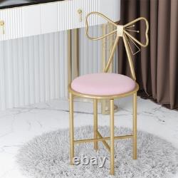 Chaise de maquillage polyvalente, tabouret de coiffeuse rose élégant avec dossier en nœud papillon UK