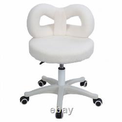 Chaise de vanité avec dossier pour salle de maquillage - Douce avec roues, dossier en forme de joli nœud