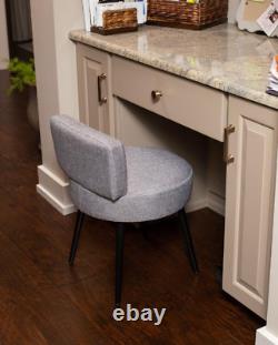 Chaise en lin gris avec dossier Petit siège rembourré rond compact doux pour le salon