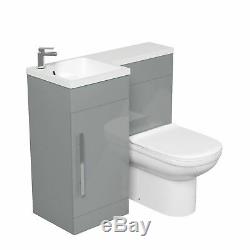 Collecteur Salle De Bains Gris Clair Évier Lavabo Vanité Unité Gauche Toilettes Toilettes