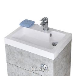 Combinaison de salle de bain avec meuble-lavabo et toilettes, 2 en 1, en gris.