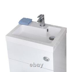 Combinaison de salle de bain blanche 2 en 1 : meuble vasque toilettes WC