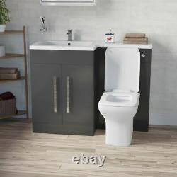 Damion Lh Salle De Bain Gris Brillant Bassin Wc Vanity Unit Retour Au Mur Toilettes 1100mm