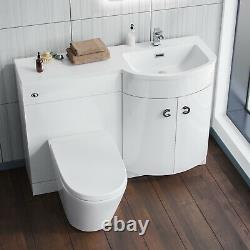 Dene 1100mm Rh Retour À La Toilette Murale, Doux Fermer Toilettes & Bassin De Résine Blanc