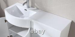Dene Lh 1100mm Vanity Basin Unit Blanc & Ellis Retour À Wall Toilettes Blanc