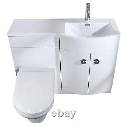 Dene Lh 1100mm Vanity Basin Unit Blanc & Welbourne Retour À Wall Toilette Blanc