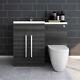 Designer Main Gauche Gris Combi Bathroom Vanity Unit & Lavabo + Dos Au Mur Toilettes
