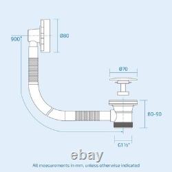 Écran de bain Nes Home avec cabine de douche, portes blanches, meuble sous lavabo, toilettes et robinetterie noire mate.