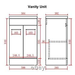 Ensemble de combinaison de salle de bain en forme de L de 1000 mm avec unité de vanité et unité de WC et WC dos au mur