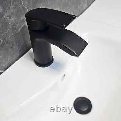 Ensemble de douche à l'italienne Playtime Black avec plateau et ensemble vanité blanche avec robinet noir