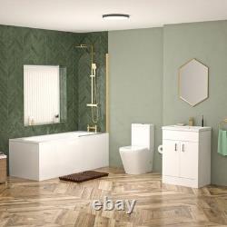 Ensemble de douche ronde Nes Home, lavabo, meuble de salle de bains, toilettes avec robinets en laiton brossé.