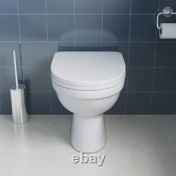 Ensemble de meuble de salle de bain blanc de 1100 mm avec lavabo et toilettes suspendues à dos mur.