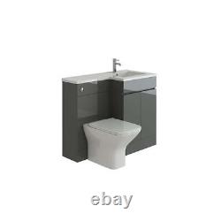 Ensemble de meubles combinés pour salle de bain en forme de L avec unité de vanité et meuble de rangement pour toilettes BTW WC Gamma