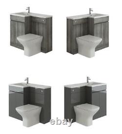 Ensemble de meubles combinés pour salle de bain et toilettes WC en forme de L avec unité de vanité et armoire de rangement Gamma