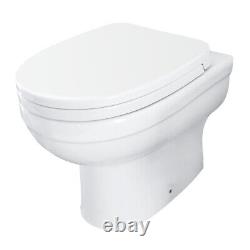 Ensemble de meubles pour salle de bain en noyer en forme de L avec meuble-lavabo à droite et toilettes BTW WC de 1100 mm.