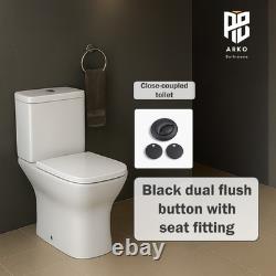 Ensemble de salle de bain Arko complet, baignoire douche, paroi, meuble noir, toilettes, robinetterie