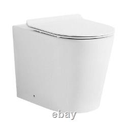 Ensemble de salle de bain Meuble combiné Unité de lavabo et unité de WC et cuvette de toilette Blanc brillant