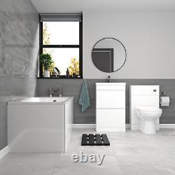 Ensemble de salle de bain Nes Home Blanc 500mm avec unité de toilette WC à 2 tiroirs en PVC et baignoire