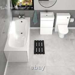 Ensemble de salle de bain Nes Home Blanc 500mm avec unité de toilette WC à 2 tiroirs en PVC et baignoire