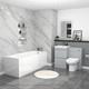 Ensemble De Salle De Bain Nes Home Mat Gris 500 Mm Avec Unité Wc à 2 Tiroirs En Pvc Et Toilettes.