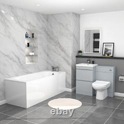 Ensemble de salle de bain Nes Home Mat Gris 500 mm avec unité WC à 2 tiroirs en PVC et toilettes.