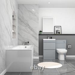 Ensemble de salle de bain Nes Home Mat Gris 500 mm avec unité WC à 2 tiroirs en PVC et toilettes.