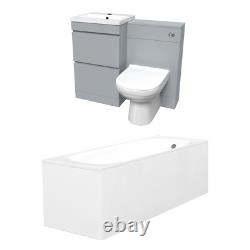 Ensemble de salle de bain Nes Home Mat Gris 500 mm avec unité WC à 2 tiroirs en PVC et toilettes.