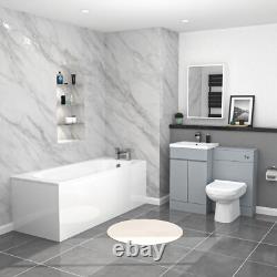 Ensemble de salle de bain Nes Home Mat Gris 500mm unité de WC à deux portes avec toilette et baignoire