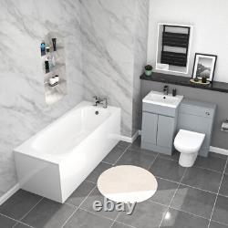 Ensemble de salle de bain Nes Home Mat Gris 500mm unité de WC à deux portes avec toilette et baignoire