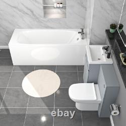 Ensemble de salle de bain Nes Home Mat Gris 500mm unité de WC à deux portes avec toilette et baignoire