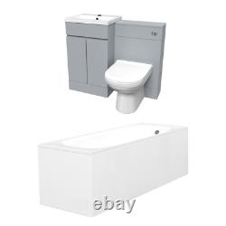 Ensemble de salle de bain Nes Home Mat Gris 500mm unité de WC à deux portes avec toilette et baignoire