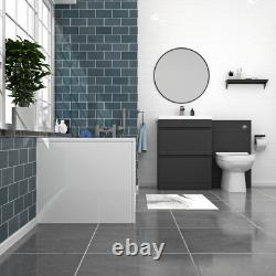 Ensemble de salle de bain Nes Home gris foncé 600 mm avec 2 tiroirs, unité de WC BTW et baignoire