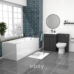 Ensemble de salle de bain Nes Home gris foncé 600 mm, meuble WC à 2 portes avec toilettes BTW et baignoire