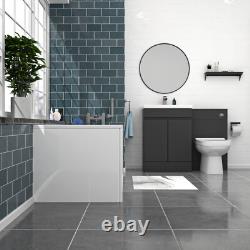 Ensemble de salle de bain Nes Home gris foncé 600 mm, meuble WC à 2 portes avec toilettes BTW et baignoire