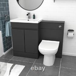 Ensemble de salle de bain Nes Home gris foncé 600 mm, meuble WC à 2 portes avec toilettes BTW et baignoire