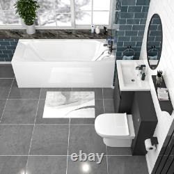 Ensemble de salle de bain Nes Home gris foncé 600 mm, meuble WC à 2 portes avec toilettes BTW et baignoire