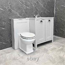 Ensemble de salle de bain Salisbury Traditionnel 1300mm en gris clair comprenant toilettes et plan de travail en marbre