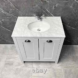 Ensemble de salle de bain Salisbury Traditionnel 1300mm en gris clair comprenant toilettes et plan de travail en marbre