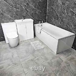 Ensemble de salle de bain simple Steph avec des unités de vanité Ross en blanc brillant avec robinets