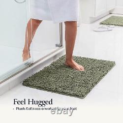 Ensemble de tapis de salle de bain doux en chenille moelleuse avec dos en caoutchouc durable et ultra absorbant
