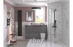 Ensemble meuble vasque WC d'une seule pièce, gris brillant de 1550mm, avec écoulement à droite.