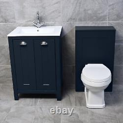 Ensemble salle de bain Derby avec meuble-lavabo de rangement couleur indigo bleu + toilette