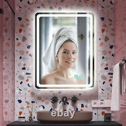 Getpro Salle De Bains Led Vanity Mirror, 24x16 Pouces Frameless Wall-mounted Makeup Back