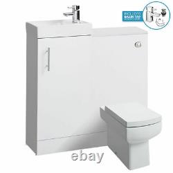 Gloss White Bathroom Vanity Basin Sink Back To Wall Toilet Unit Meubles Wc