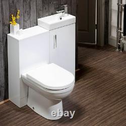 Gloss White Bathroom Vanity Basin Sink Back To Wall Toilet Unit Meubles Wc