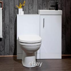 Gloss White Bathroom Vanity Basin Sink Back To Wall Toilet Unit Meubles Wc