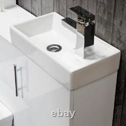 Gloss White Bathroom Vanity Basin Sink Back To Wall Toilet Unit Meubles Wc