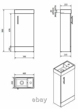 Gloss White Bathroom Vanity Basin Sink Back To Wall Toilet Unit Meubles Wc